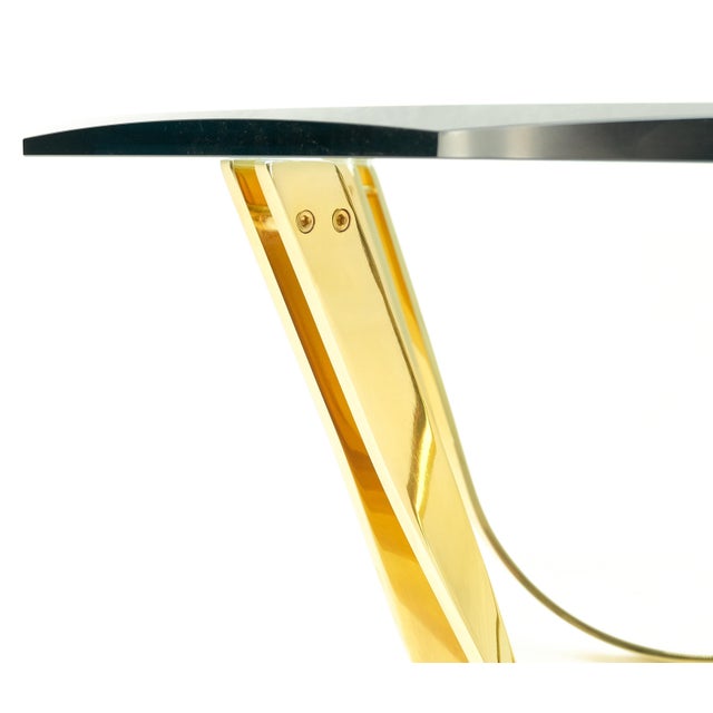Roger Sprunger for Dunbar Mid-Century Modern Brass Glass Coffee Table Clean! For Sale - Image 6 of 13