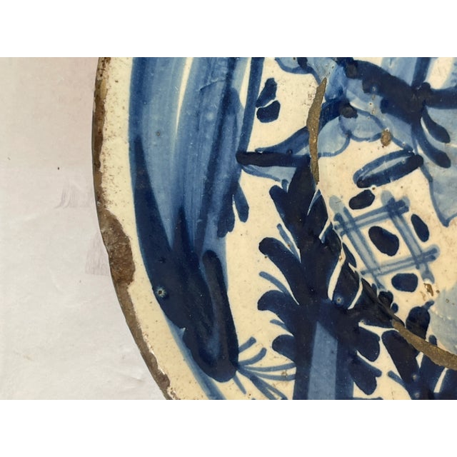 17th Century 18th Century Dutch Delft Pottery Blue and White Figural Plates, A-Pair For Sale - Image 5 of 11