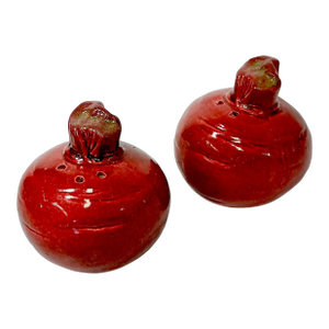1976 Vintage Boho Chic Trompe L’Oeil Red Beet Salt & Pepper Shakers - A Pair.