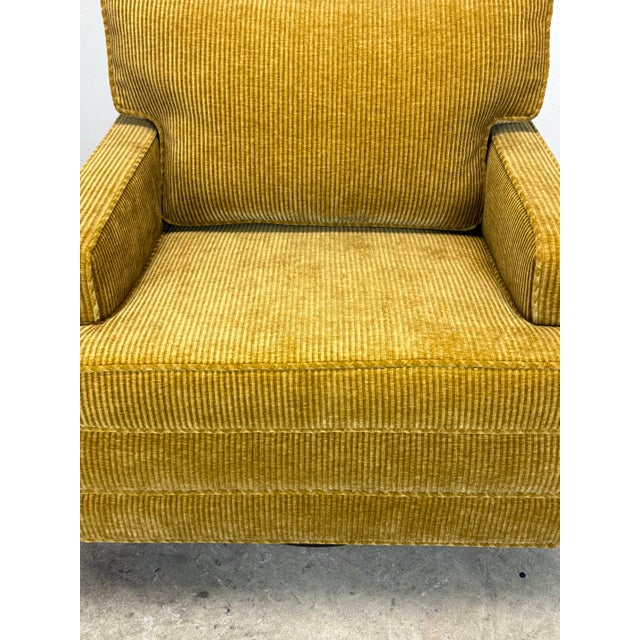 1960’s Mid Century Modern Milo Baughman Style Swivel Lounge Chair in Corduroy Restored For Sale - Image 9 of 12