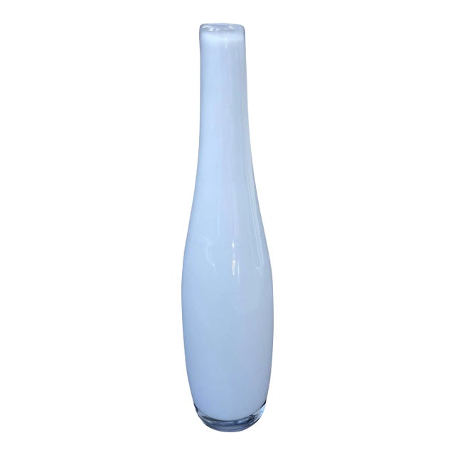1980s Vintage Johanfors Milk Glass Vase, Sweden For Sale