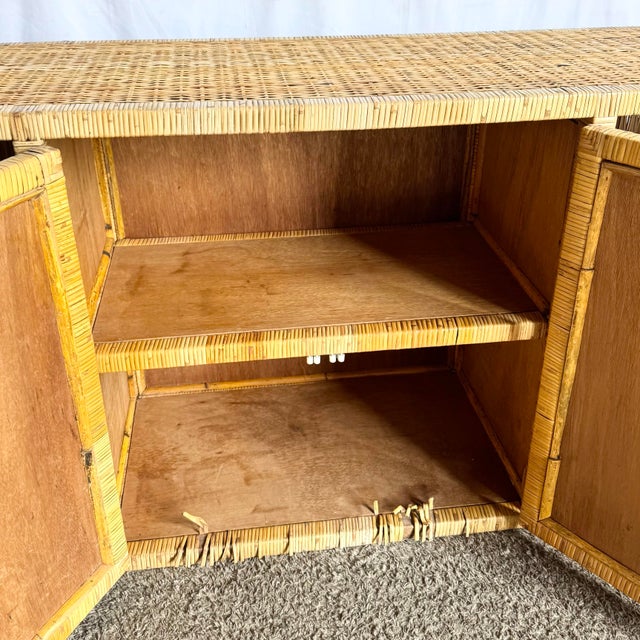 Vintage Boho Chic Wicker Credenza For Sale - Image 10 of 11