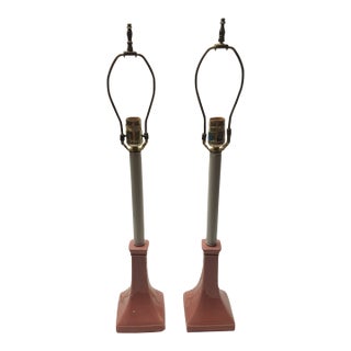 Late 20th Century Mid-Century Modern Pastel Pink Lamp - a Pair For Sale