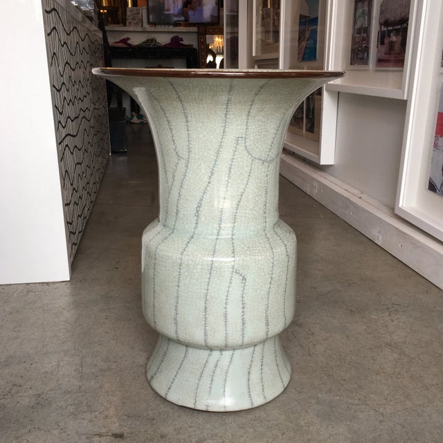 Crackle Ceramic Umbrella Stand For Sale - Image 11 of 13