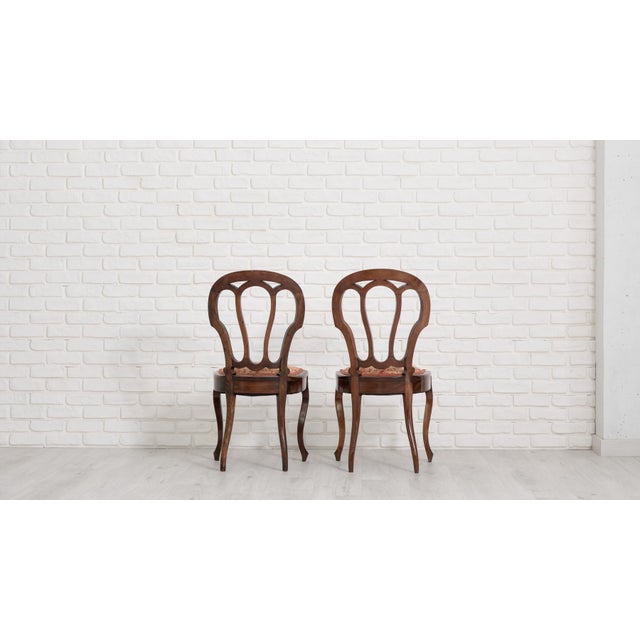 Isabelline Style Side Chairs in Dark Brown Mahogany with Upholstered Seats, 1970s, Set of 2 For Sale - Image 11 of 12