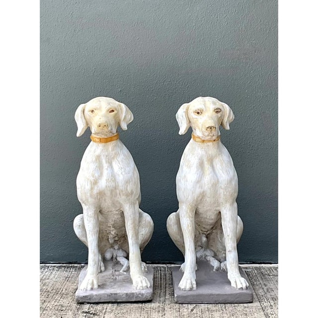 Vintage Cement Dog Sculptures - A Pair For Sale - Image 10 of 12