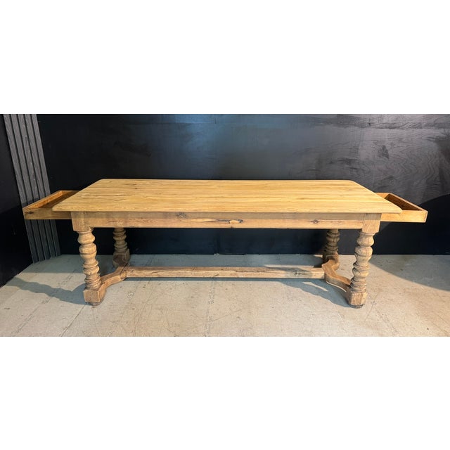 French Oak Farmhouse Table with Drawers, 1920 For Sale - Image 6 of 14