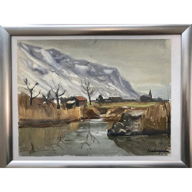 Watercolor on paper sold with an aluminium frame. Total size with frame 21x27 cm This piece has an attribution mark, I am...