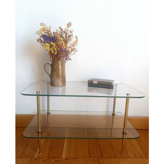 Vintage Coffee Table in Brass and Glass, 1960 For Sale - Image 10 of 11