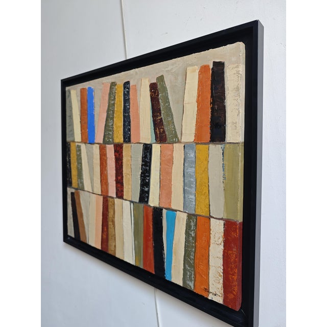 “Atelier Des Reliures,” Colorful Abstract Library Oil Painting, Framed by Sophie Dumont For Sale - Image 4 of 11