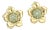 Aquamarine Beads 18k Yellow Gold Floral Post Clip Earrings - 2 Pieces For Sale