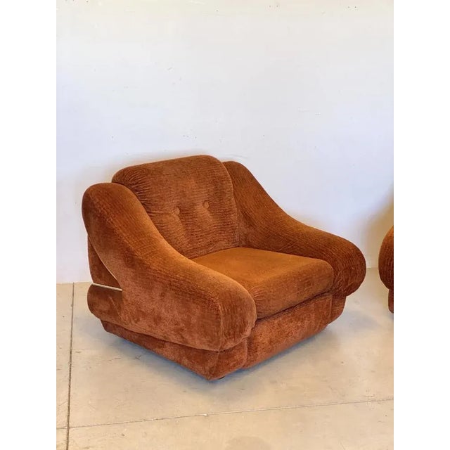 Mid-Century Modern Set of Fabric & Steel Lounge Chairs, 1970s For Sale - Image 3 of 12