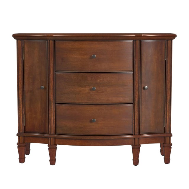 Spritely Home Accent Furniture Sheffield 3 Drawer 2 Door Accent Cabinet, Antique Cherry For Sale - Image 4 of 8