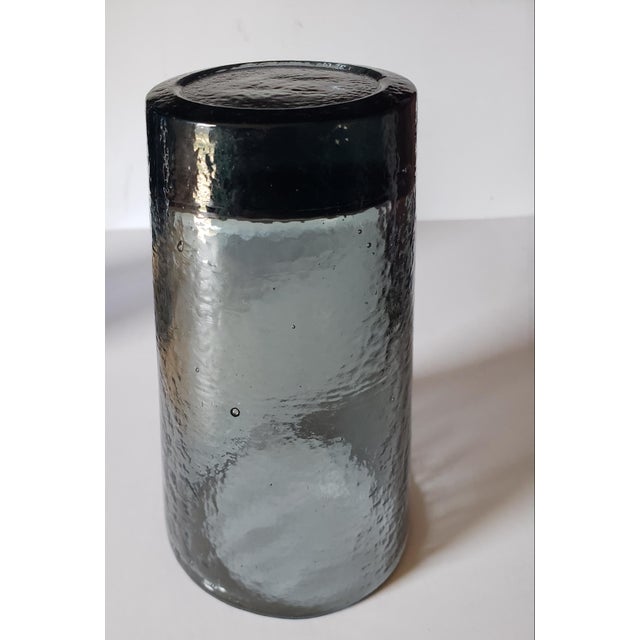 1990s Vintage Cobalt Green Recycled Glass Tumbler – 1990s Handmade Art Glass | Coastal Barware For Sale - Image 5 of 6