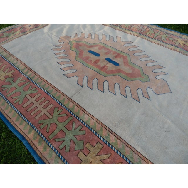 Mid-Century Modern Vintage Soft Color Oversize Turkish Oushak Rug 7'10" X 11'6" For Sale - Image 3 of 13