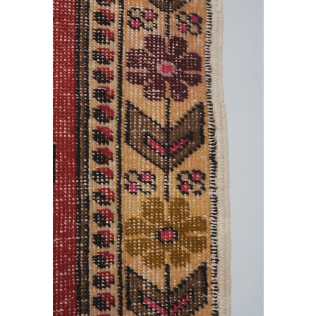 1960s Vintage Hand Knotted Red Turkish Area Rug 4'8'' X 7'1'' For Sale - Image 9 of 13