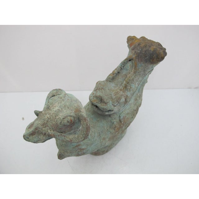 Metal Chinese Bronze Ware Ritual Wine Multi Headed Beast Sheep Lidded Guang Vessel For Sale - Image 7 of 18
