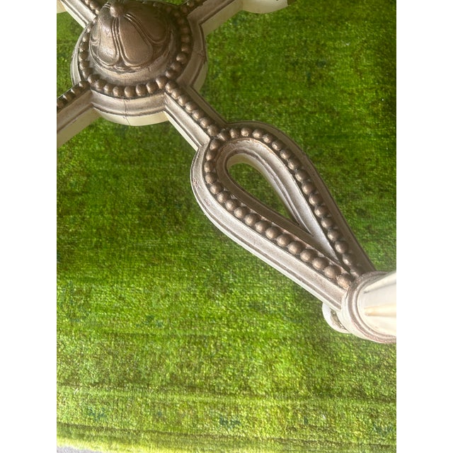 1950s Pairs of French Neoclassical Gilt Wood and Marbel Top Side Table 25'' Round For Sale - Image 9 of 11