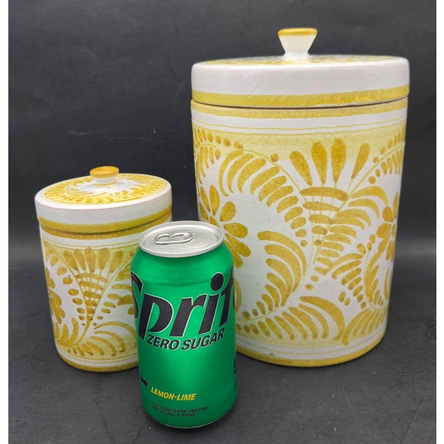 Ceramic 1970s Italian Majolica Canisters, Set of 2 For Sale - Image 7 of 13