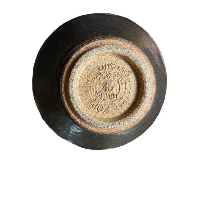 Hand-Thrown Brutalist Earthenware Vase With Dual Handles, Signed & Dated 2013 For Sale In Jacksonville, FL - Image 6 of 9