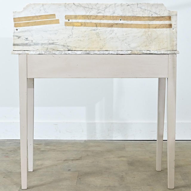 English 19th Century White Marble Top Vanity with New Paint For Sale - Image 10 of 16