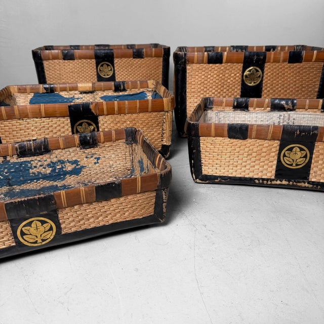 Japanese Woven Kōri Storage Baskets, 1890s, Set of 5 For Sale - Image 4 of 18
