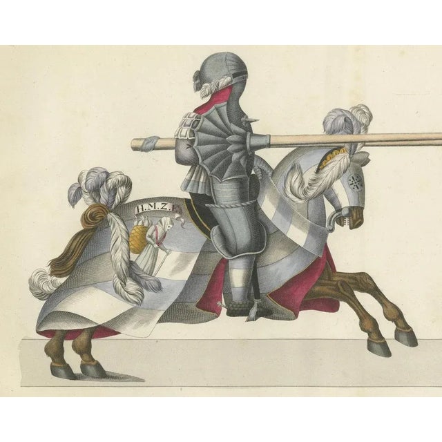 Heraldic Knights Charging in Contest, 1842, Paper For Sale - Image 6 of 8