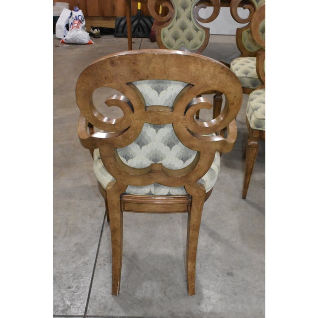 William Doezema for Mastercraft Hollywood Regency Burl Wood Dining Table & 6 Chairs For Sale - Image 13 of 14