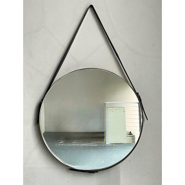 Vintage Boho Jaime Young Leather Strap Mirror For Sale - Image 4 of 6
