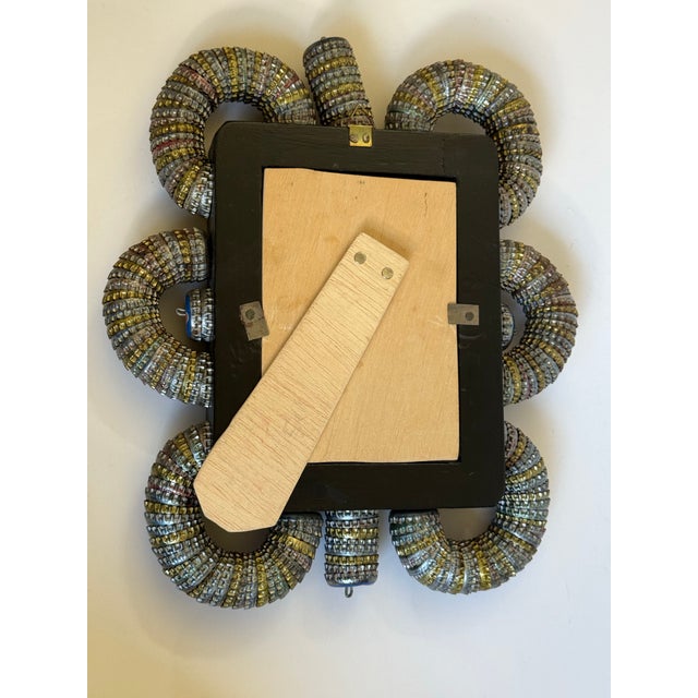 Yellow Vintage Outsider Folk Art Bottle Cap Frame For Sale - Image 8 of 10