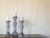 French Country Large French Glass Pillar Candleholders, Set of 3 For Sale - Image 3 of 3
