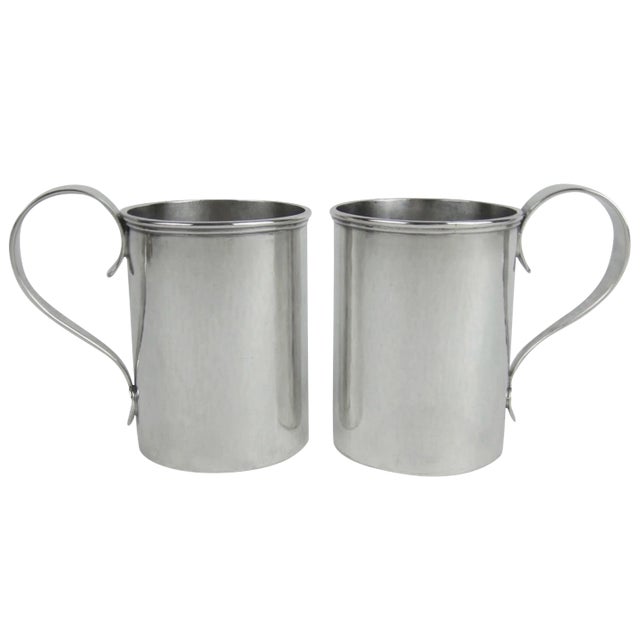 American Sterling Silver Mugs by Marie Zimmermann - a Pair For Sale