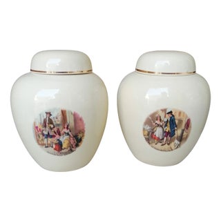 Crown Devon Fieldings Porcelain Potiches, 1920s, Set of 2 For Sale