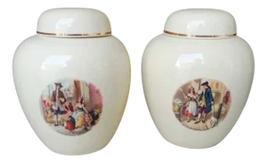 Crown Devon Fieldings Porcelain Potiches, 1920s, Set of 2