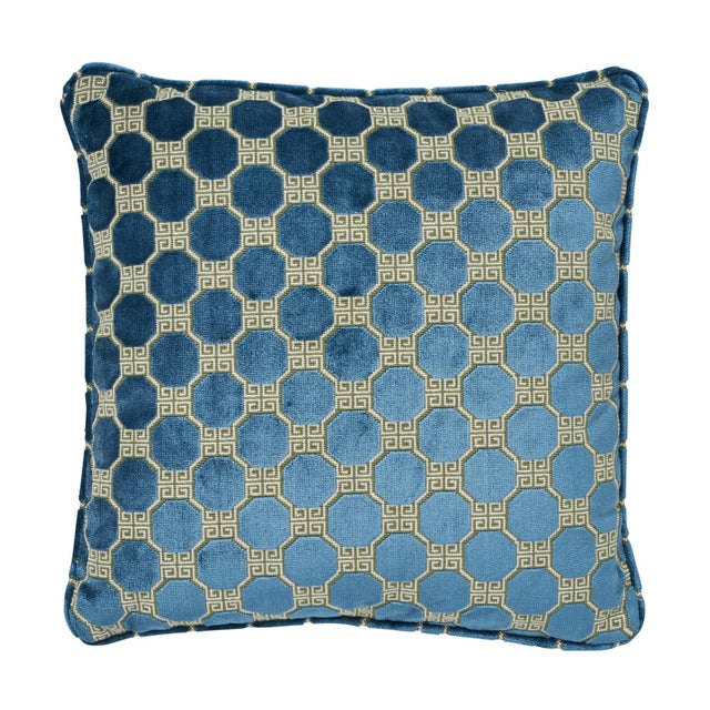 Schumacher Schumacher Octavia Velvet 20" Pillow in Peacock For Sale - Image 4 of 4