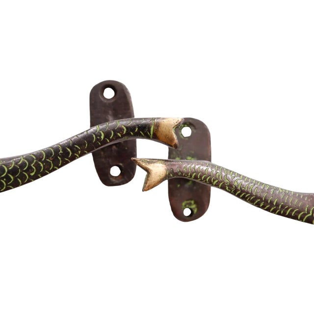 Metal Green Brass Fish Handles - a Pair For Sale - Image 7 of 8