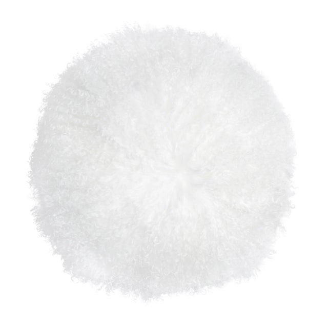 New Zealand White Sheepskin 16" Round Pillow For Sale
