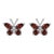 Red Garnet Butterfly Style Studs - Unique Earlobe Woman Studs - A Pair For Sale