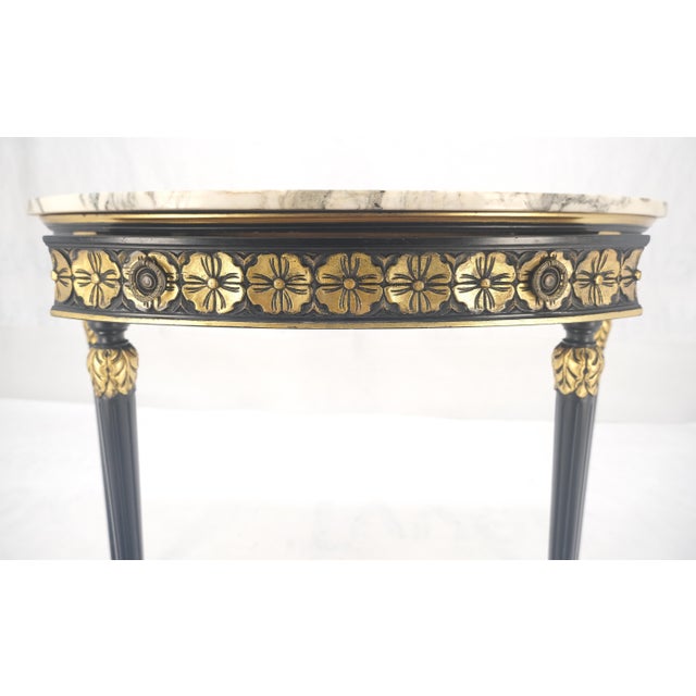 Beige Demilune Marble Top One Drawer French Style Gilt Console on Fluted Legs MINT For Sale - Image 8 of 13