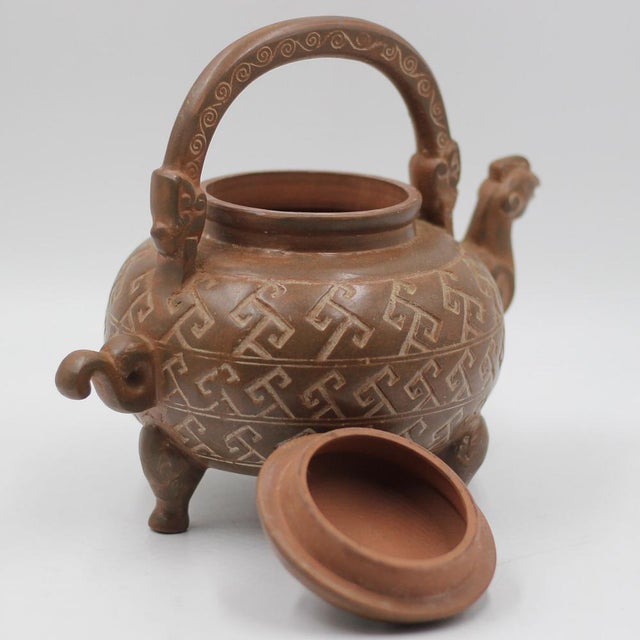 Large Archaic Yixing-Style Teapot with a Phoenix Spout, 20th Century For Sale - Image 11 of 12