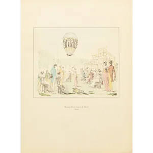 1956 "Hot Air Balloon Launched at Tivoli, 1800", Large Vintage Offset Lithograph