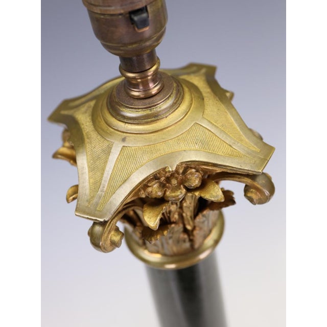 Antique 19th Century French Black Marble Column Table Lamp with Gilt Rococo, 1890 For Sale - Image 15 of 17