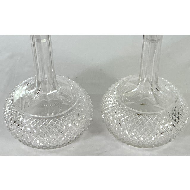 American Late 19th Century ABP-diamond Cut, Faceted, Decanters – A Pair For Sale - Image 3 of 11