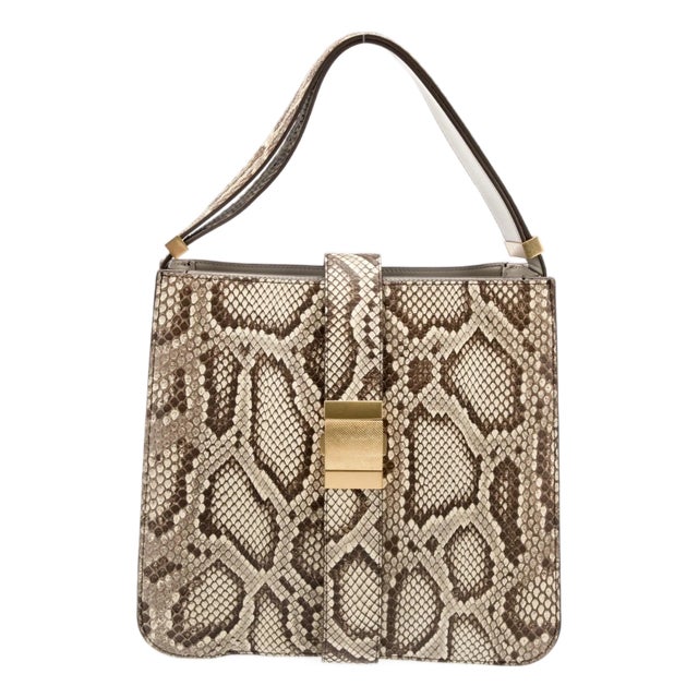 Bottega Veneta Python Marie Snakeskin Shoulder Bag Gold Plated For Sale