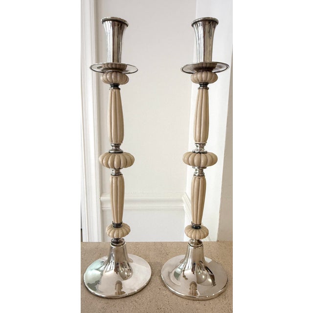 French Dior Silverplate Candleholders For Sale - Image 3 of 12