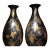 Late 20th Century Pair of Black Lacquer Vases With Gilded Grapevine Motifs For Sale