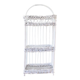 Vintage Tiered Rattan Storage Basket For Sale