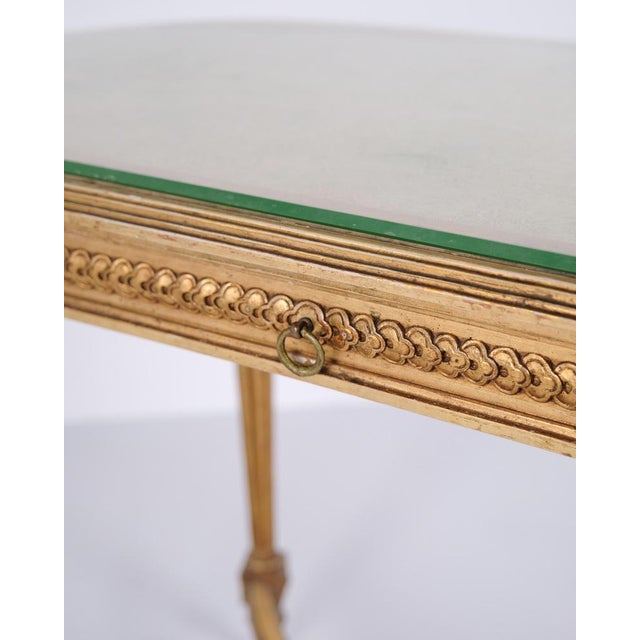 Antique Louis XVI Gustavian Desk with Glass Top & Drawer, 1850s For Sale - Image 5 of 14