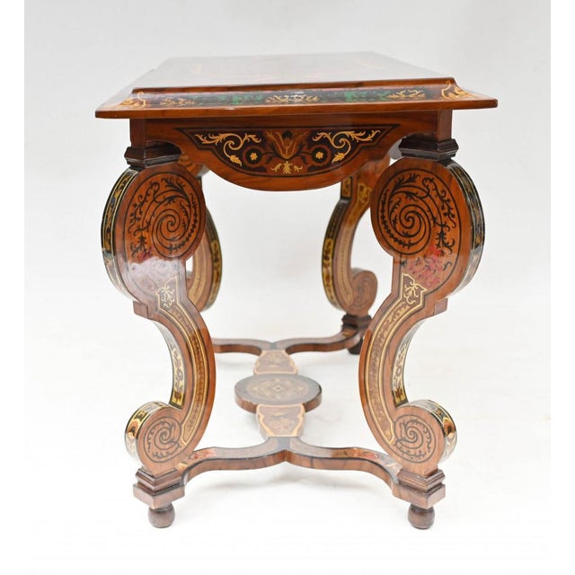 Gold Italian Marquetry Side Table Console Inlay For Sale - Image 8 of 18