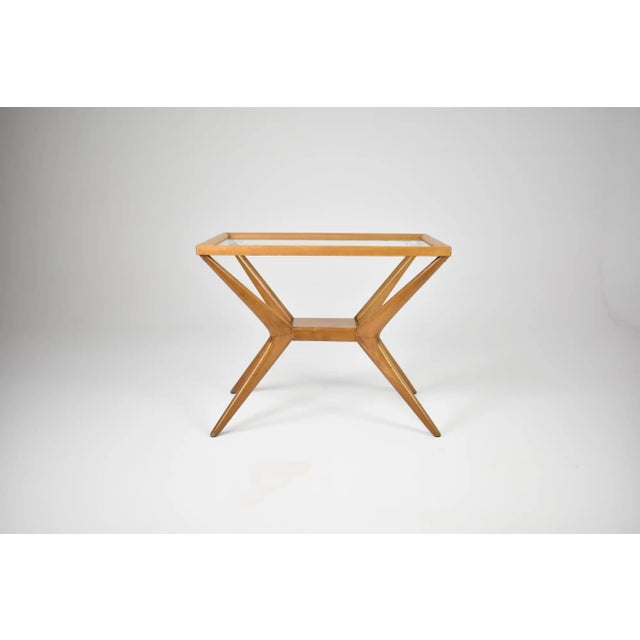 Mid 20th Century Italian Glass and Wood Coffee Table in the Style of Cesare Lacca, 1940s–50s For Sale - Image 5 of 13